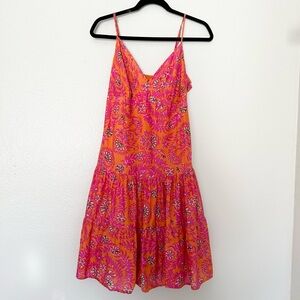 GAP Drop Waist Floral Tiered Ruffle  Cami Tank Top Dress Size 12 Y2K V Neckline